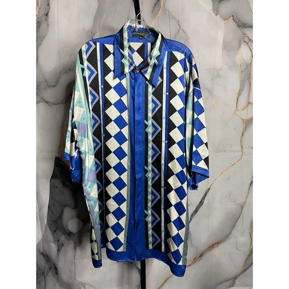 Ceta Italiana Silk Abstract Button-Up Shirt Sz.2XL